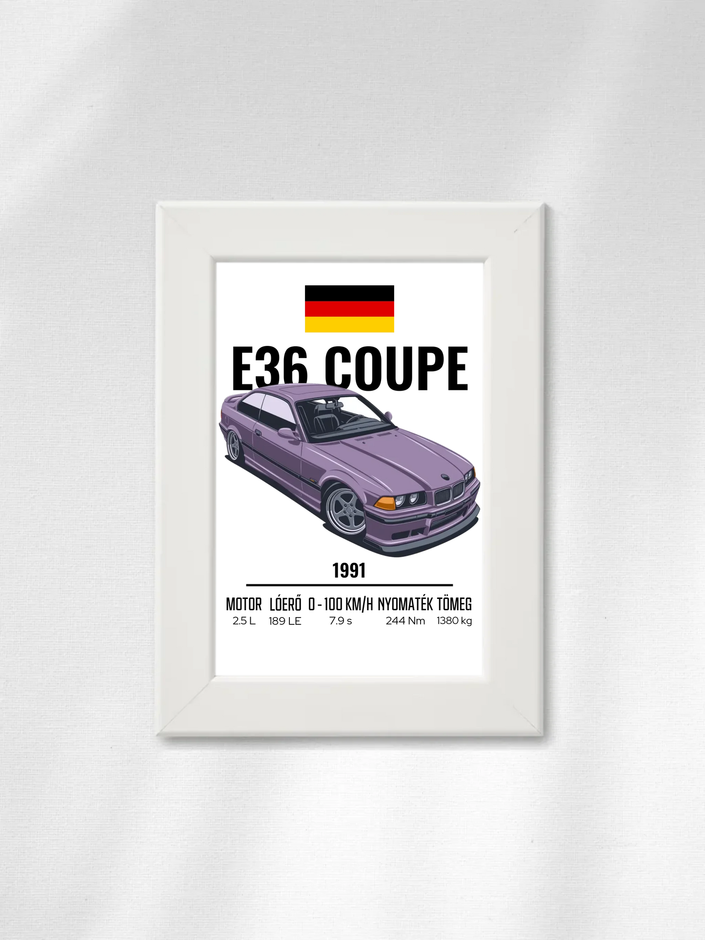 Autó illusztráció - E36 Coupe 66. - Egyedi személyre szabható falikép