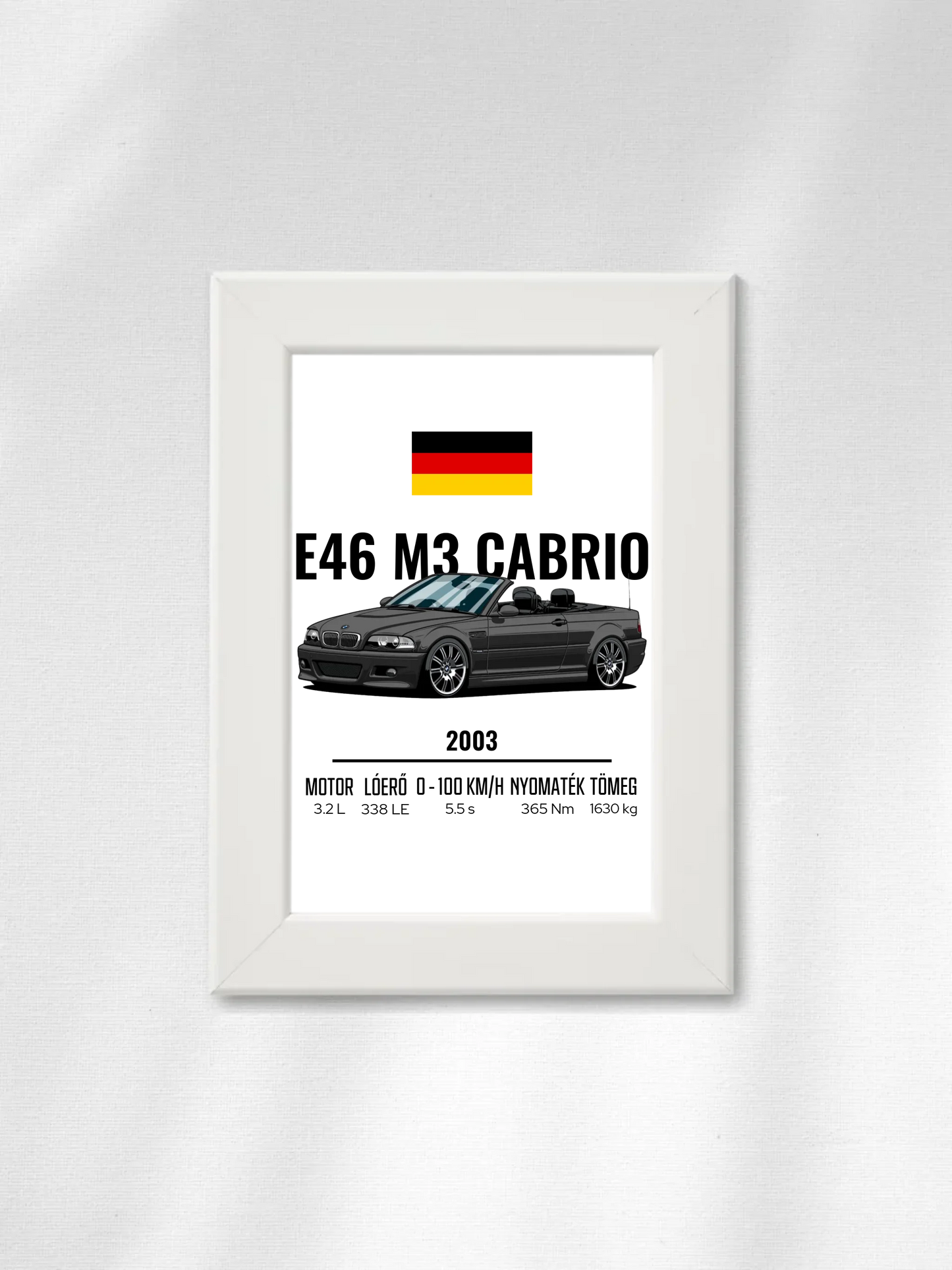 Autó illusztráció - E46 M3 70. - Egyedi személyre szabható falikép