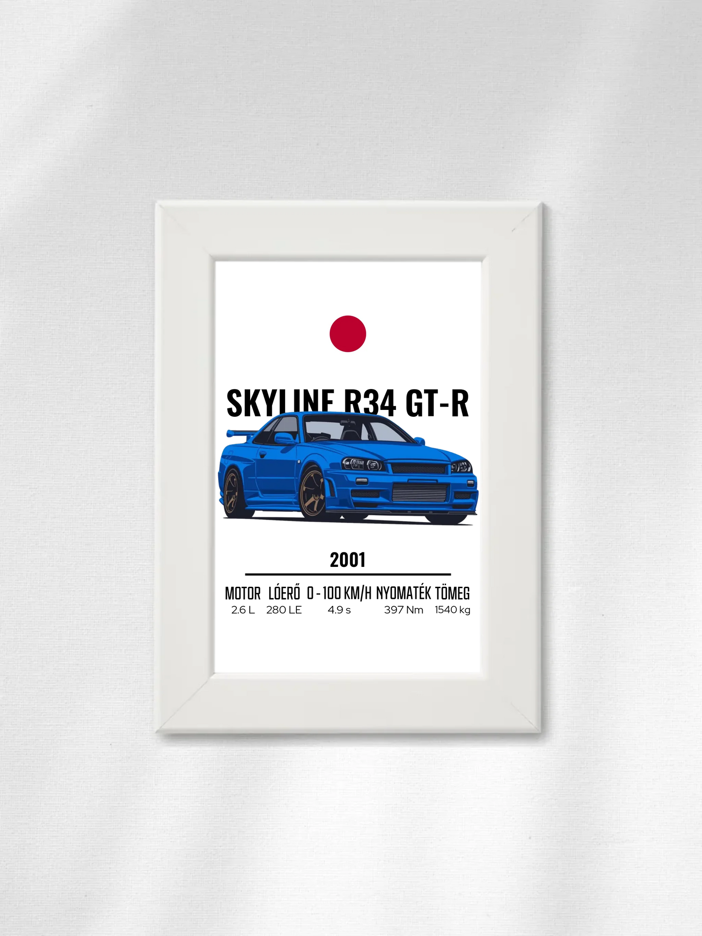 Autó illusztráció - Skyline R34 GT-R 8. - Falikép