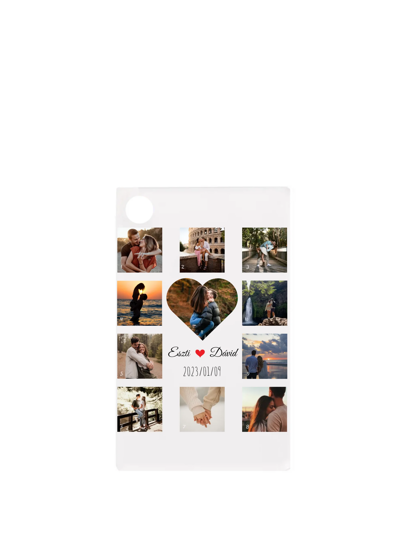 Szerelmes fotókollázs - 11 fénykép - Saját fényképes kulcstartó