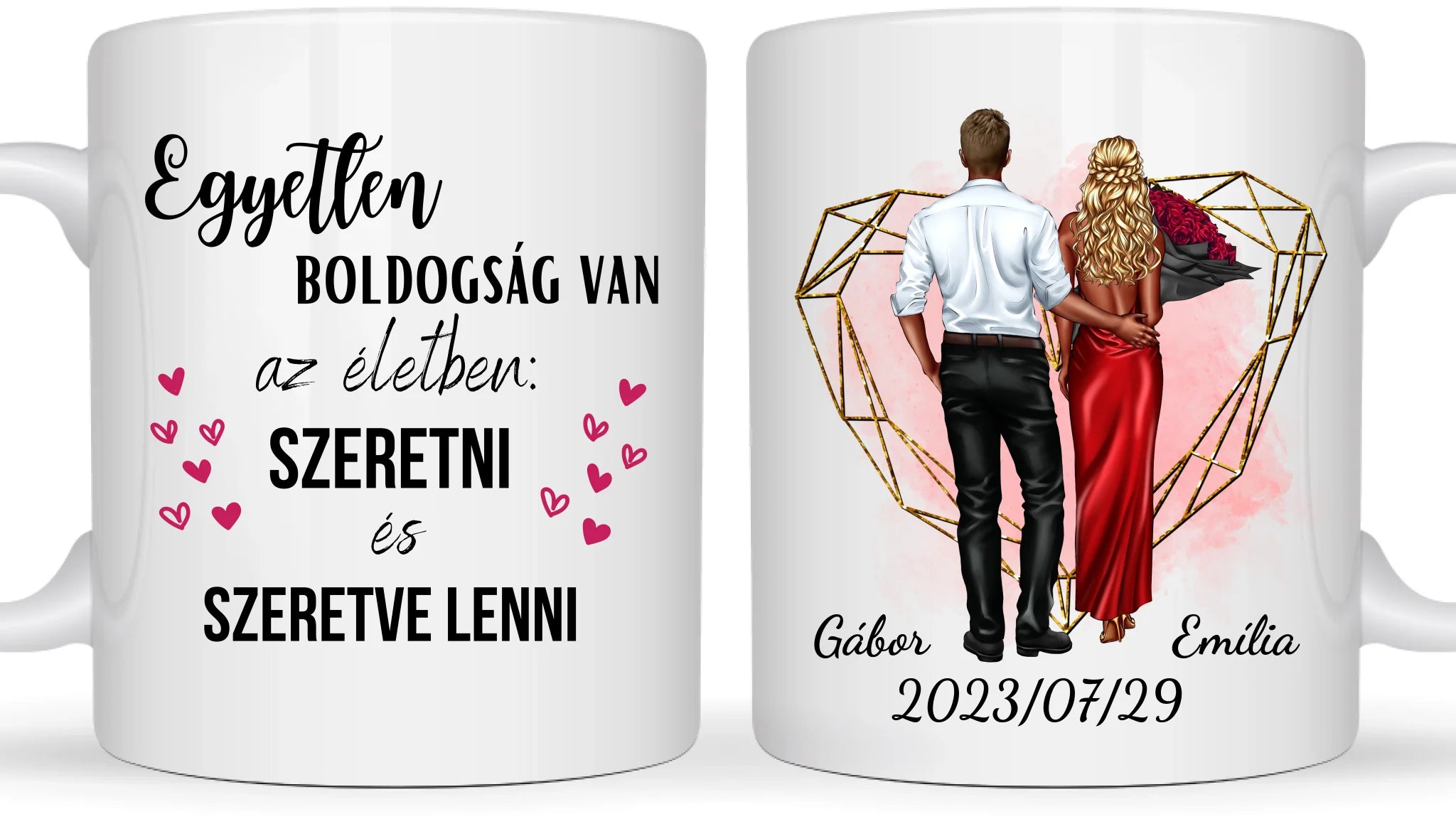 Romantikus elegáns pár - Egyedi személyre szabható bögre