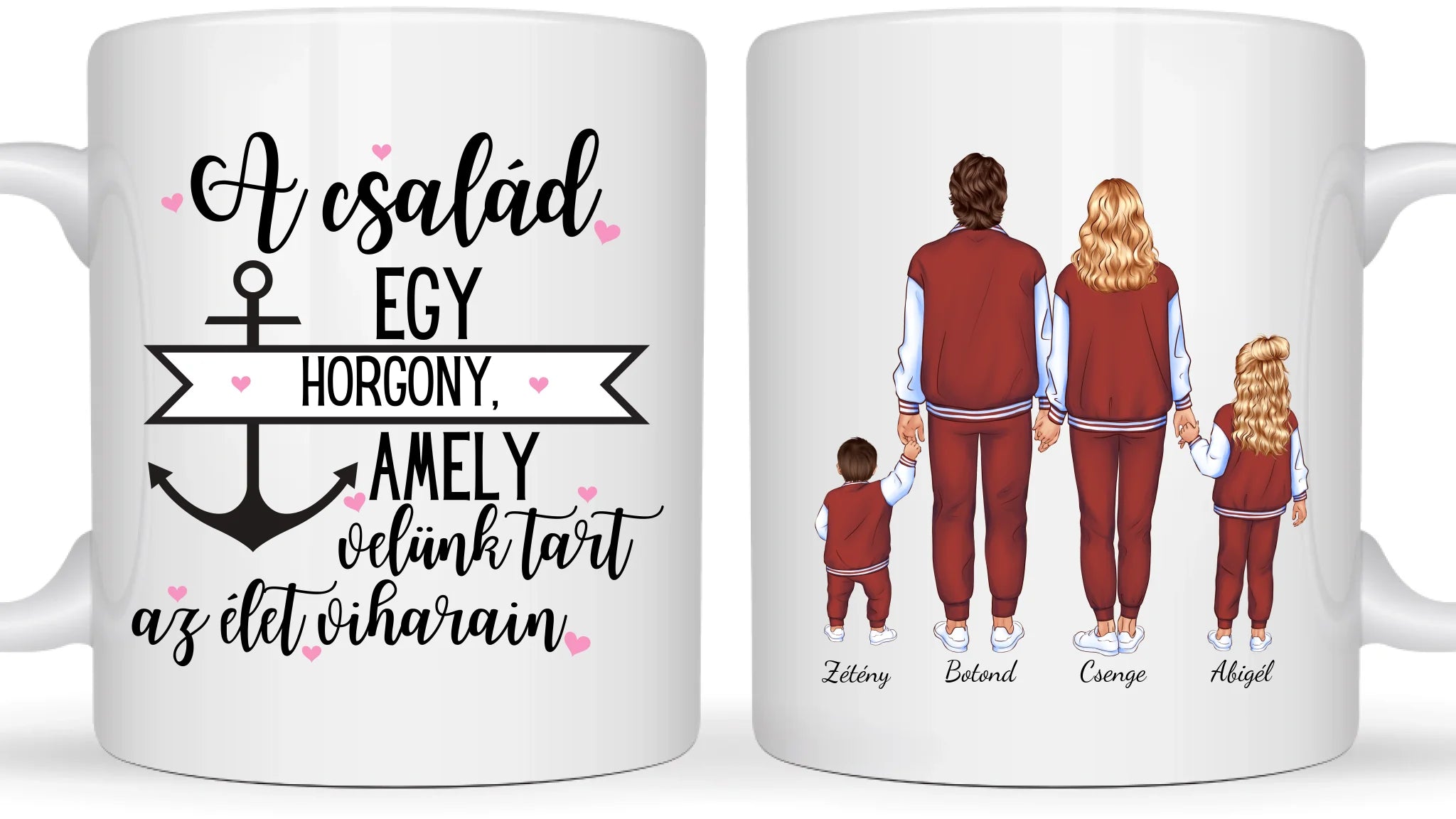 Család laza ruhában - Egyedi személyre szabható bögre