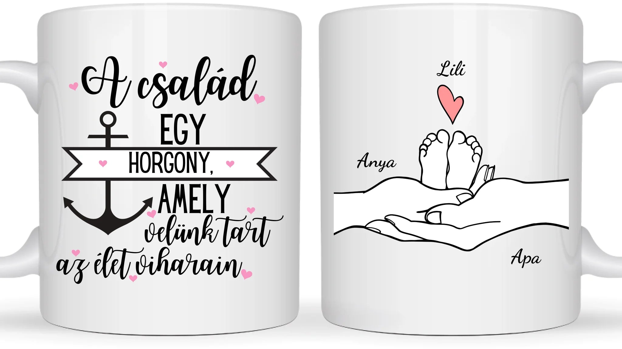 Családi kezek és Baba láb - Egyedi személyre szabható bögre