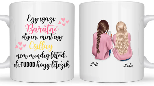 Egymás mellett ülő legjobb barátnők - Egyedi személyre szabható bögre