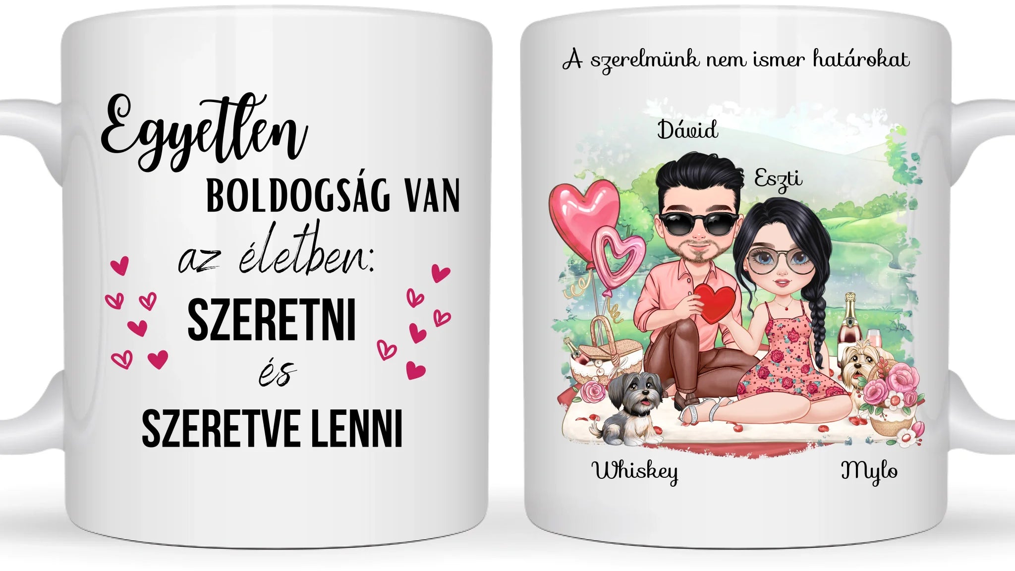 Piknikező szerelmes pár - Egyedi személyre szabható bögre