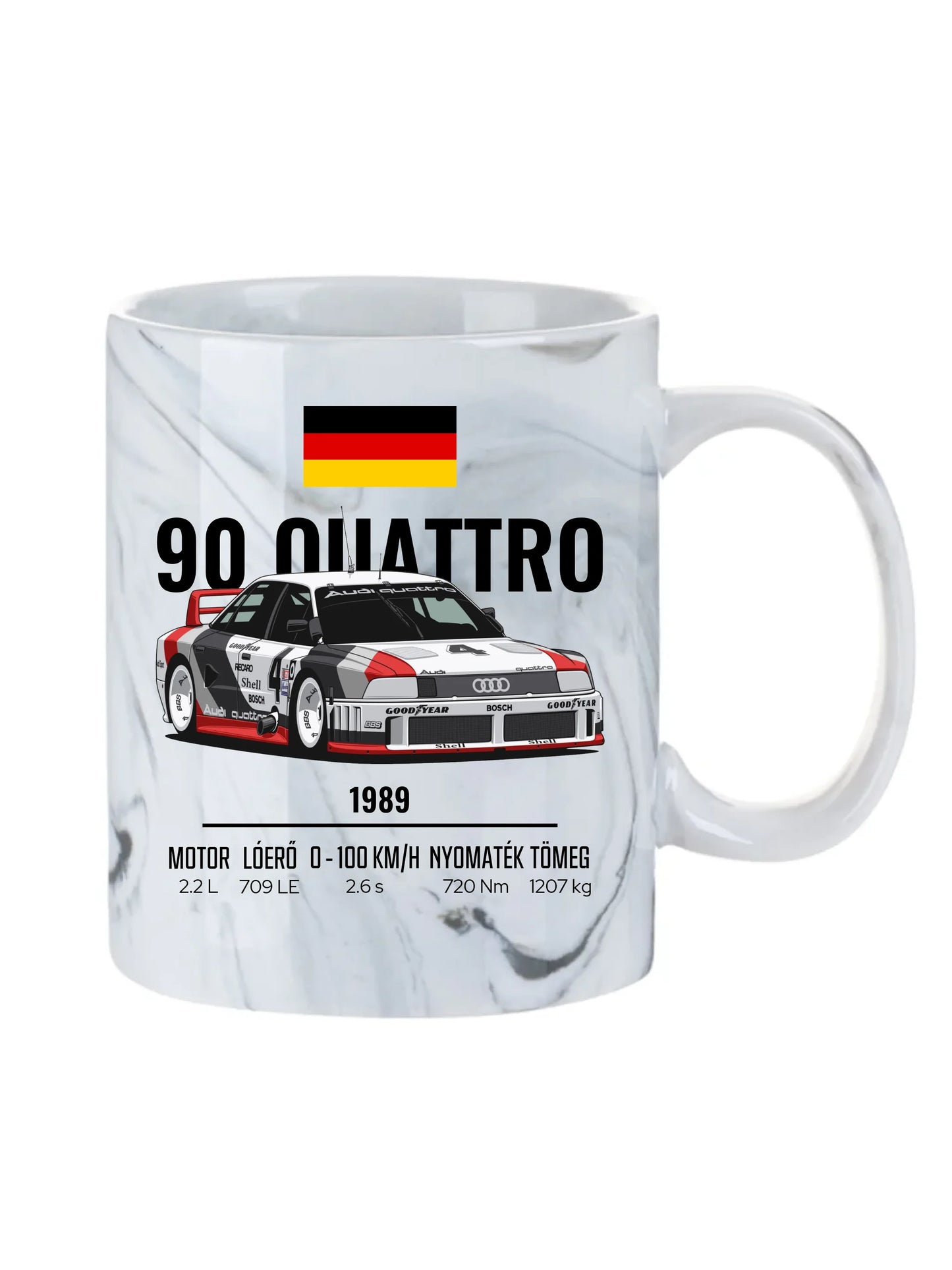 Autó illusztráció - 90 Quattro 20. - Egyedi személyre szabható bögre