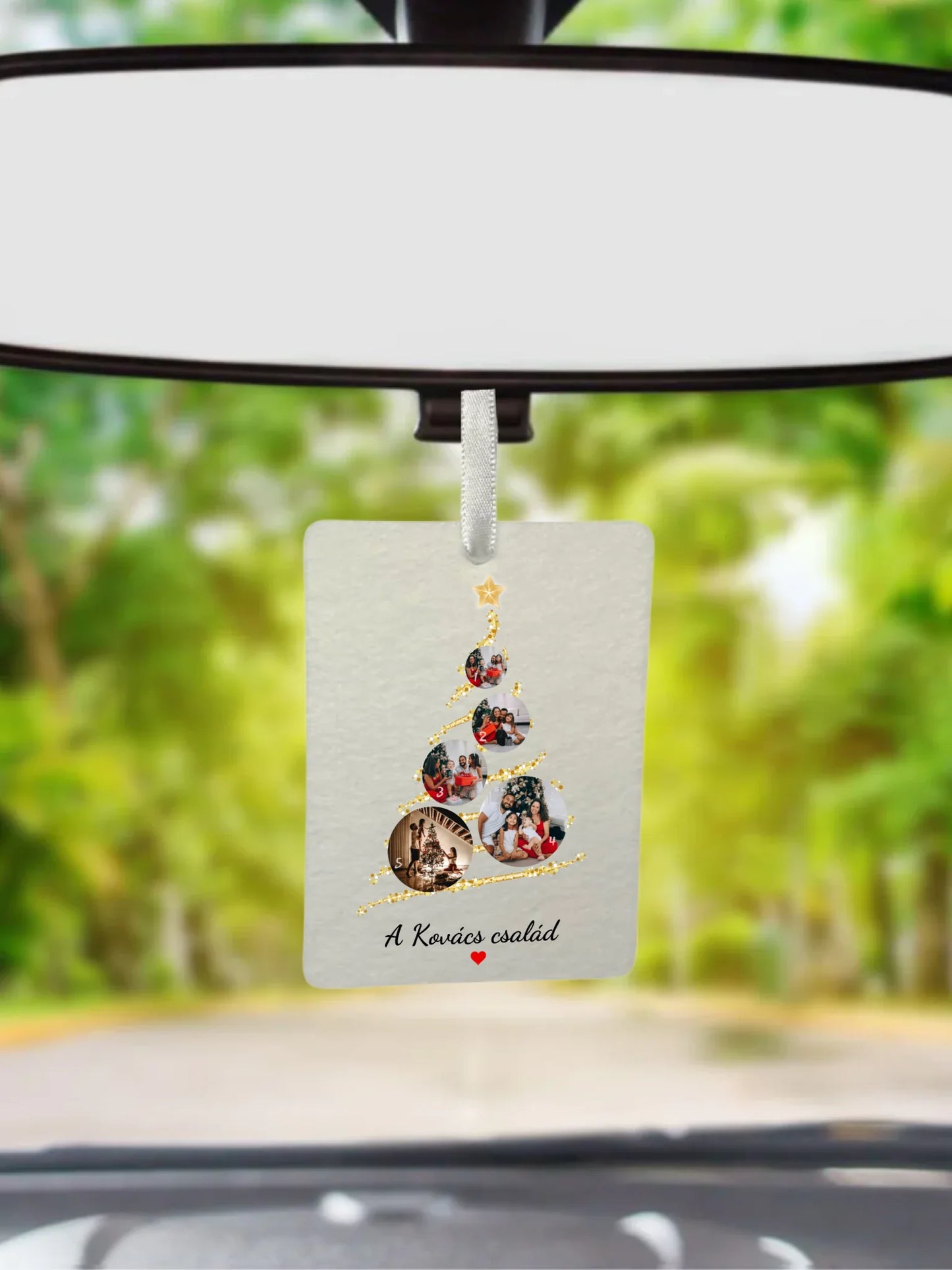 Karácsonyi gömb fotókollázs - Ajándék Karácsonyra - Fényképes autóillatosító