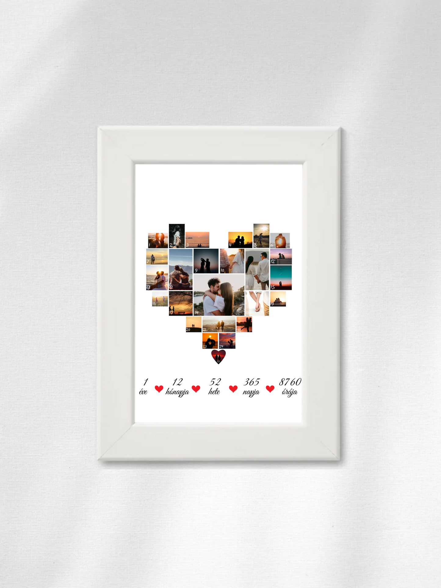 Szív alakú 4. szöveggel - 25 fénykép - Saját fényképes falikép