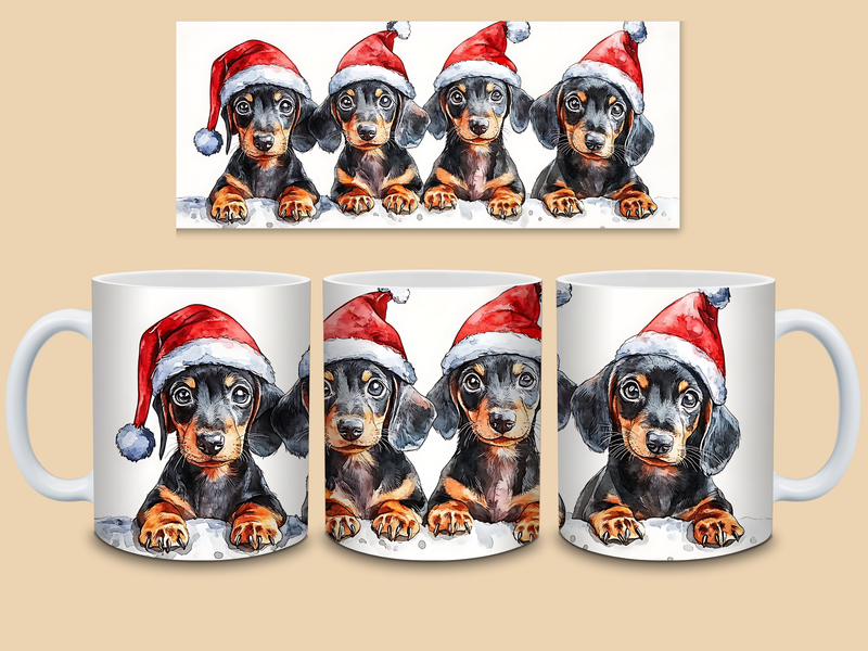 Tacskók mikulás sapkában 18. - Karácsonyi bögre