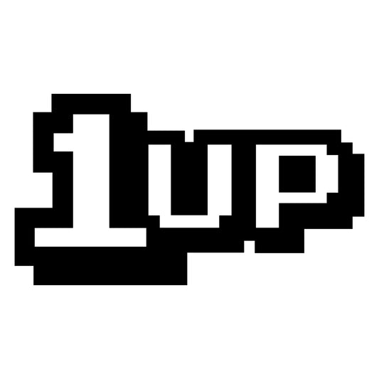 1up matrica főképe fekete színben fehér háttérrel.