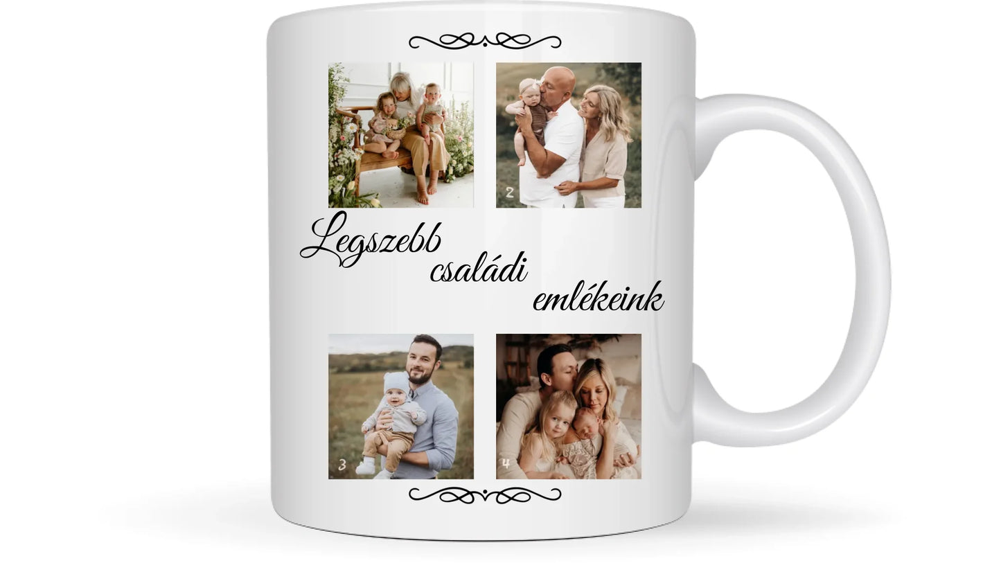 Családi fotókollázs 1. - 4 fénykép - Saját fényképes bögre