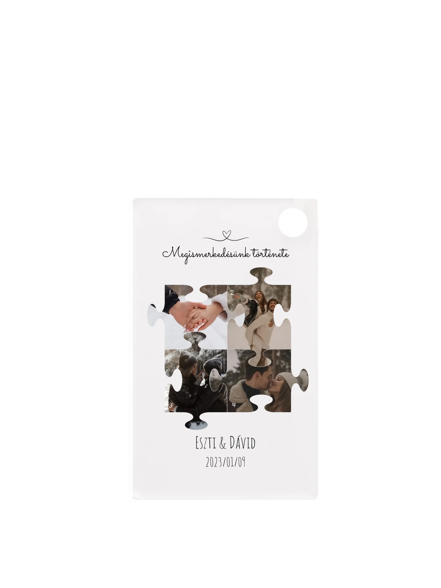 Megismerkedésünk története puzzle 1. - 4 fénykép - Saját fényképes kulcstartó
