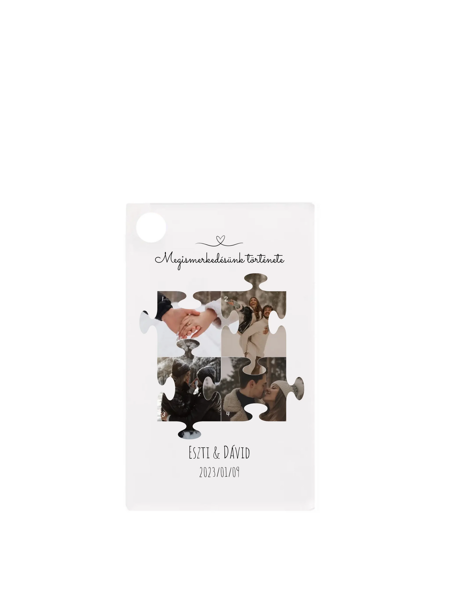 Megismerkedésünk története puzzle 1. - 4 fénykép - Saját fényképes kulcstartó