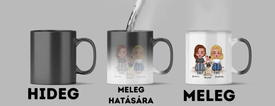 Legjobb Chibi barátnők és a kutyáik - Egyedi személyre szabható bögre