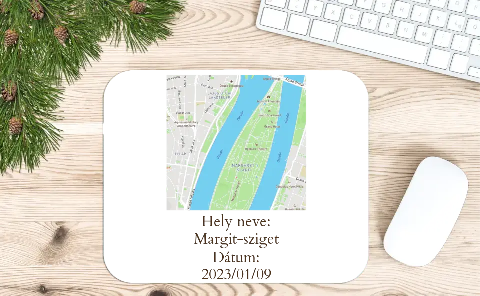 Térkép hely névvel és dátummal - Egyedi személyre szabható egérpad.