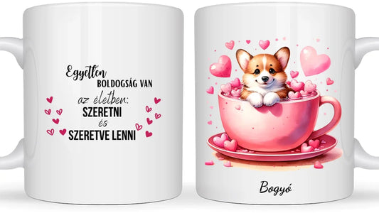 Cuki valentin napi kutyák kávéscsészében - Egyedi személyre szabható bögre