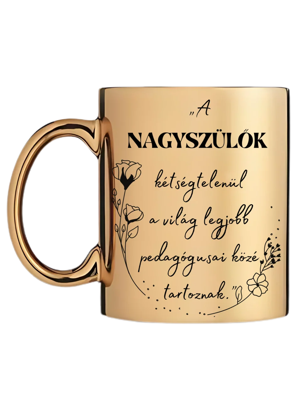 Arany metál bögre bal oldal