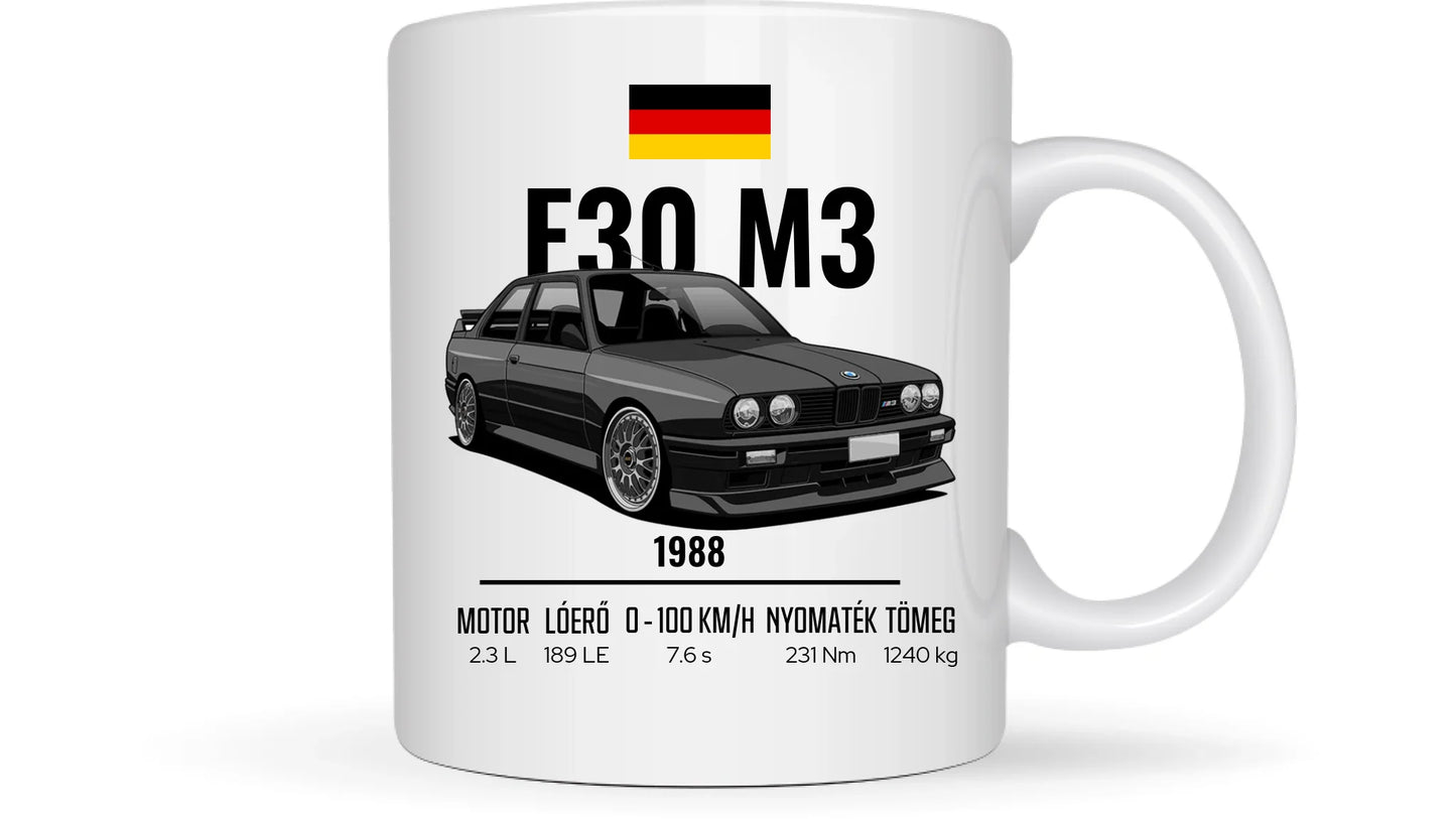 Autó illusztráció - E30 M3 63. - Egyedi személyre szabható bögre