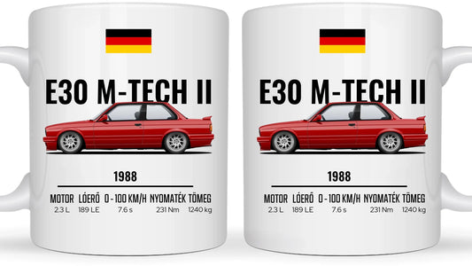 Autó illusztráció - E30 M-Tech II 64. - Egyedi személyre szabható bögre