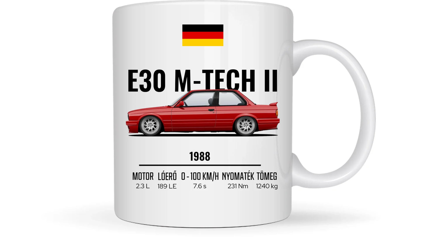 Autó illusztráció - E30 M-Tech II 64. - Egyedi személyre szabható bögre