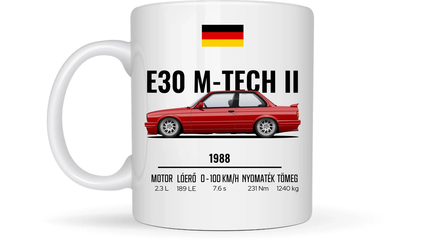 Autó illusztráció - E30 M-Tech II 64. - Egyedi személyre szabható bögre