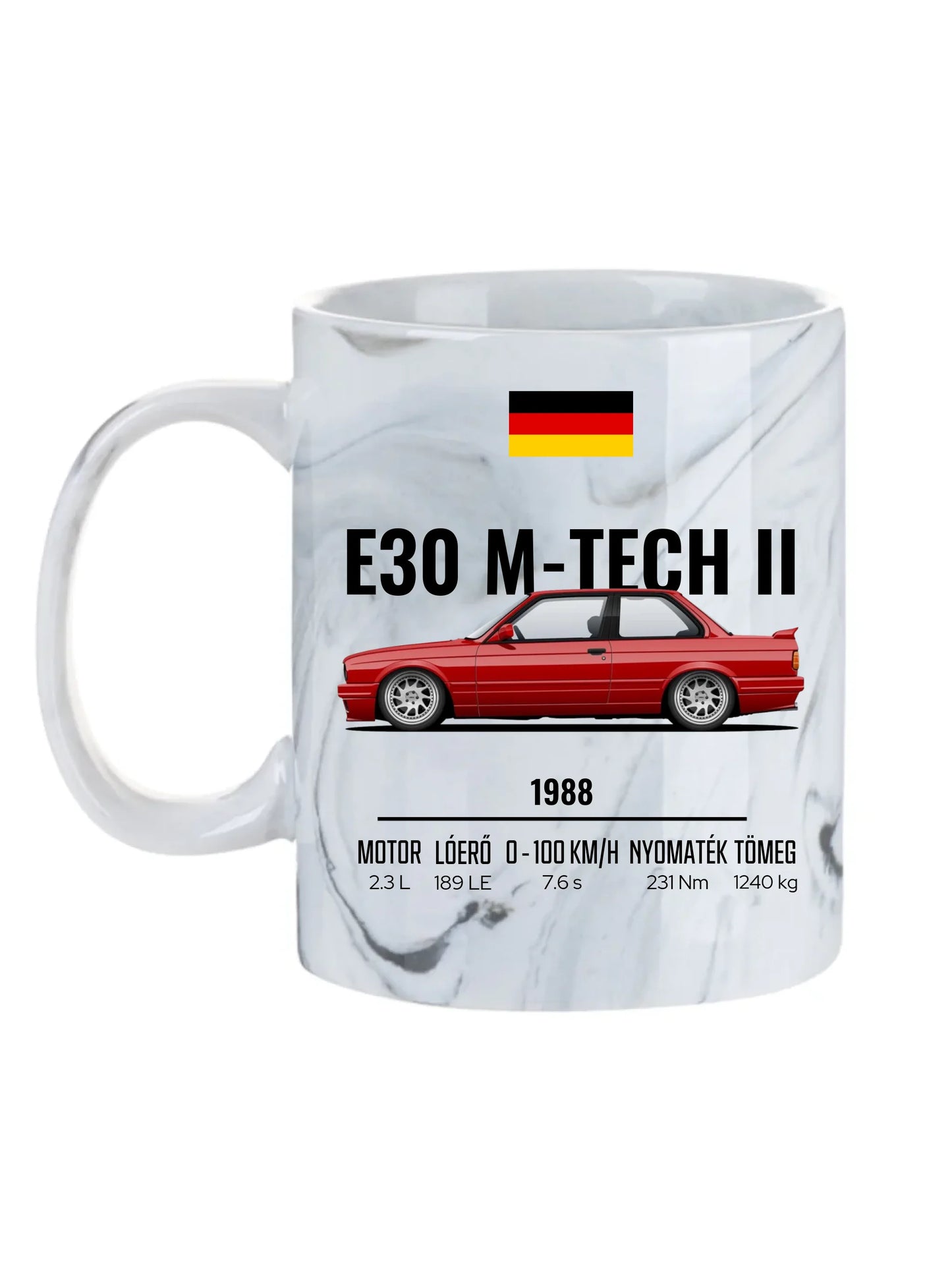 Autó illusztráció - E30 M-Tech II 64. - Egyedi személyre szabható bögre