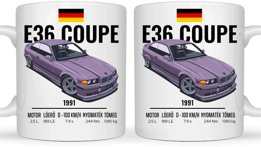 Autó illusztráció - E36 Coupe 66. - Egyedi személyre szabható bögre
