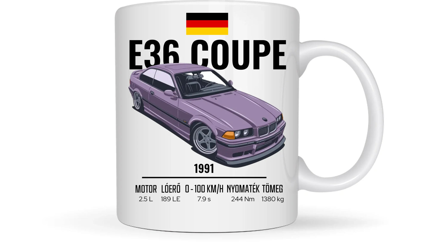 Autó illusztráció - E36 Coupe 66. - Egyedi személyre szabható bögre