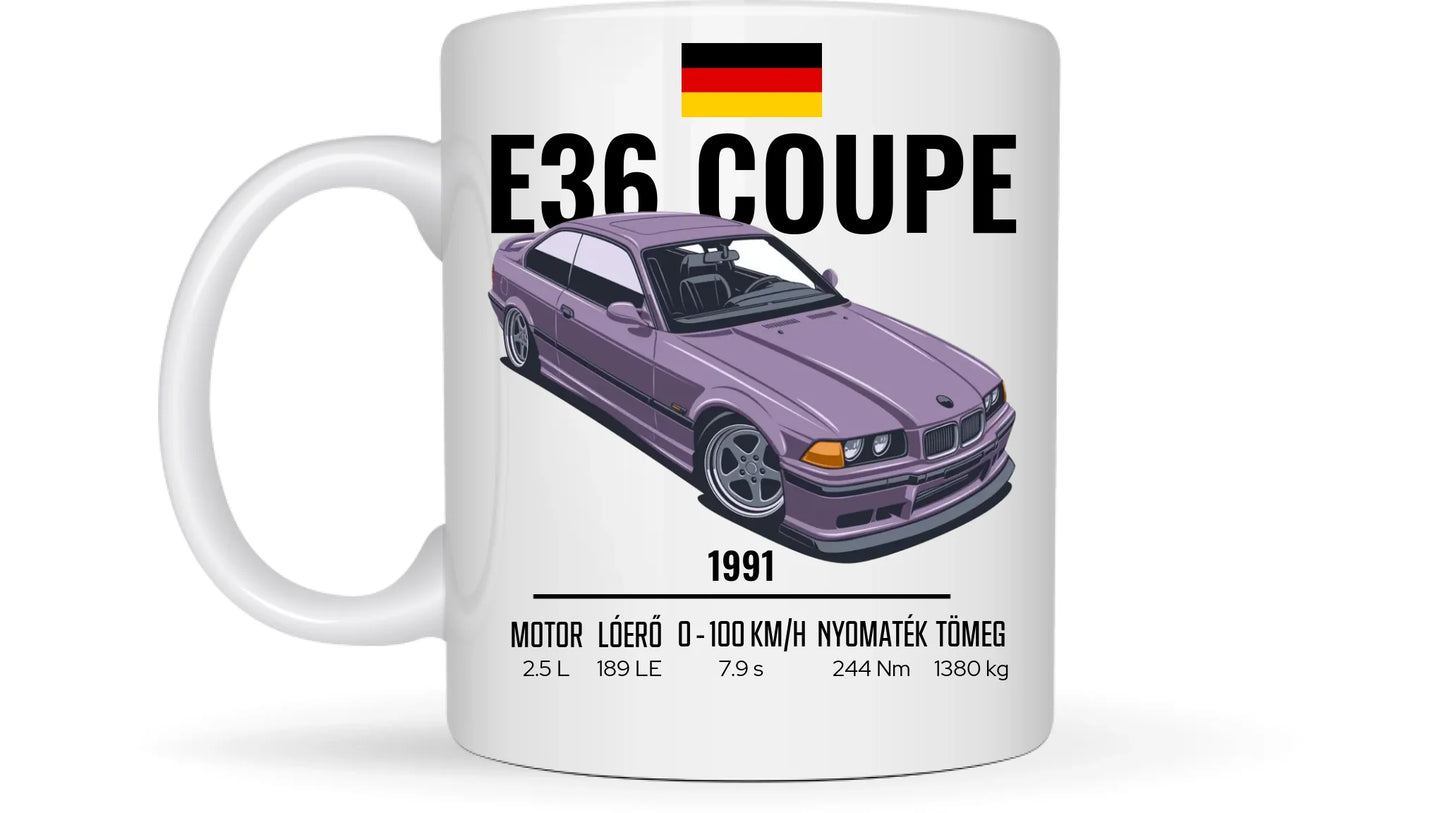 Autó illusztráció - E36 Coupe 66. - Egyedi személyre szabható bögre