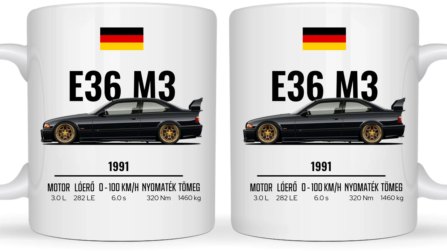 Autó illusztráció - E36 M3 67. - Egyedi személyre szabható bögre