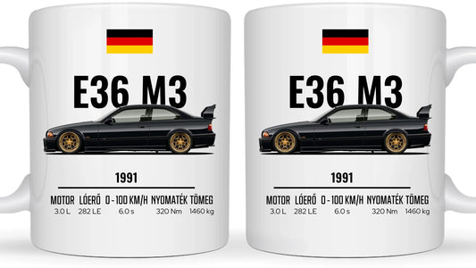 Autó illusztráció - E36 M3 67. - Egyedi személyre szabható bögre
