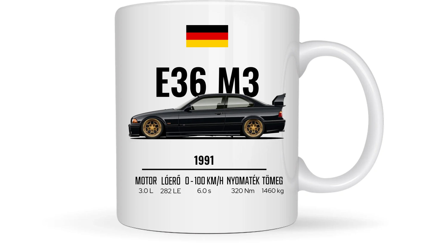 Autó illusztráció - E36 M3 67. - Egyedi személyre szabható bögre