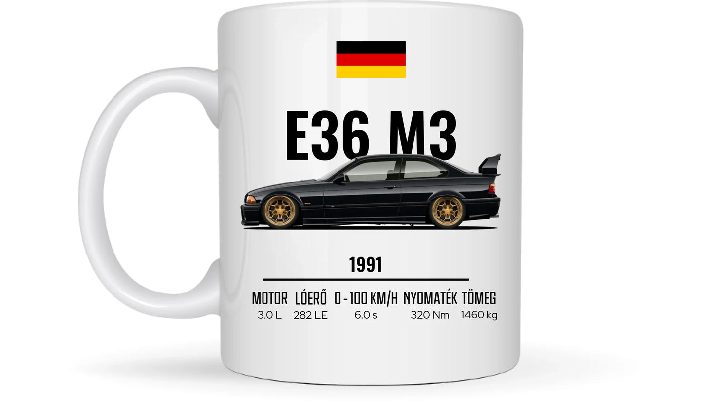 Autó illusztráció - E36 M3 67. - Egyedi személyre szabható bögre