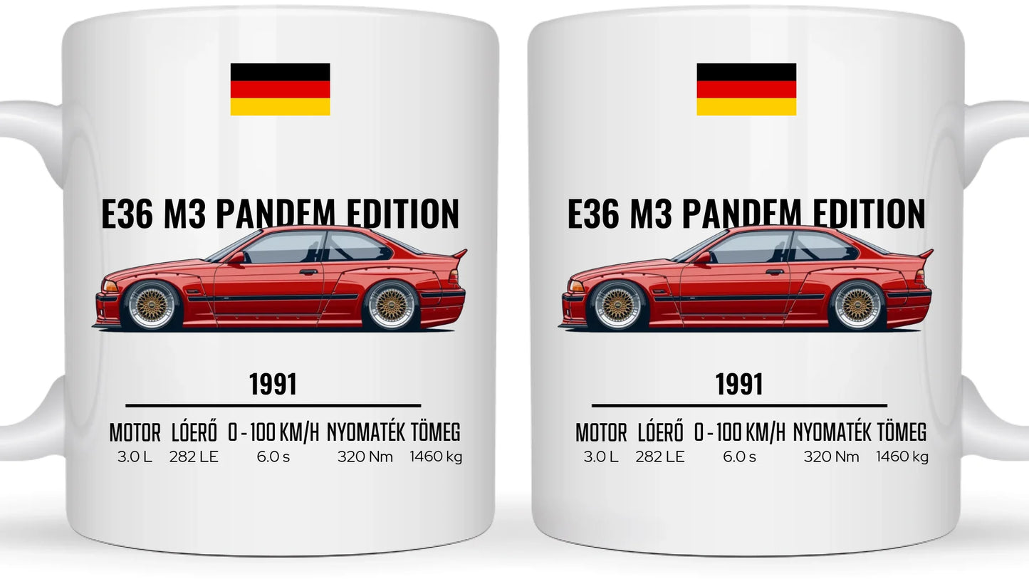 Autó illusztráció - E36 M3 Pandem Edition 68. - Egyedi személyre szabható bögre