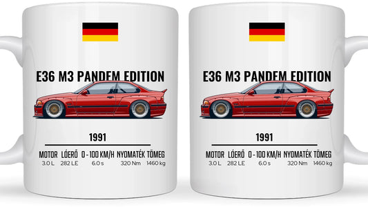 Autó illusztráció - E36 M3 Pandem Edition 68. - Egyedi személyre szabható bögre