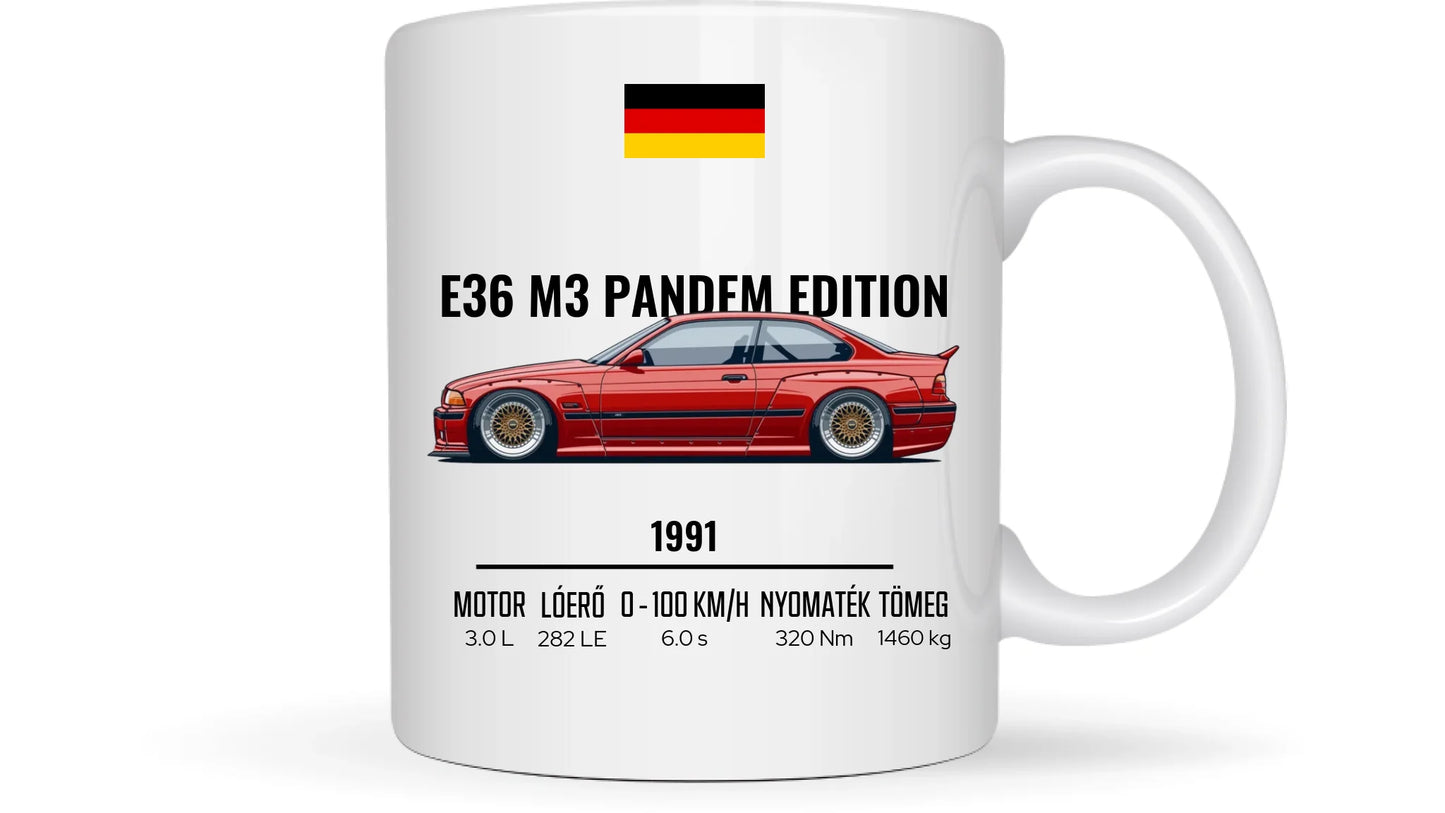 Autó illusztráció - E36 M3 Pandem Edition 68. - Egyedi személyre szabható bögre