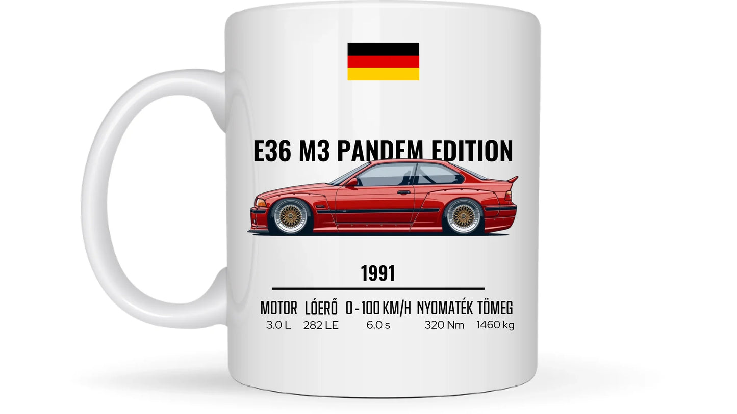 Autó illusztráció - E36 M3 Pandem Edition 68. - Egyedi személyre szabható bögre