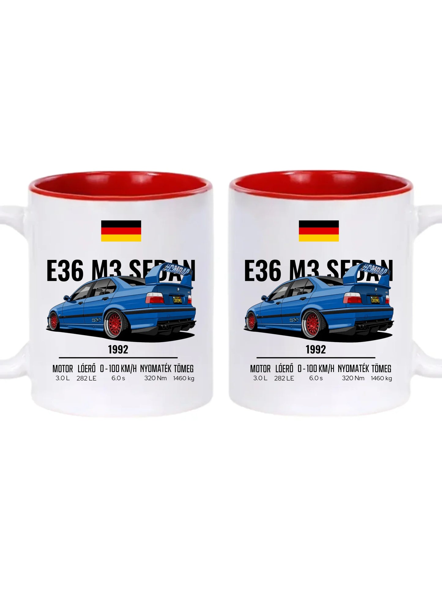 Autó illusztráció - E36 M3 Sedan 69. - Egyedi személyre szabható bögre