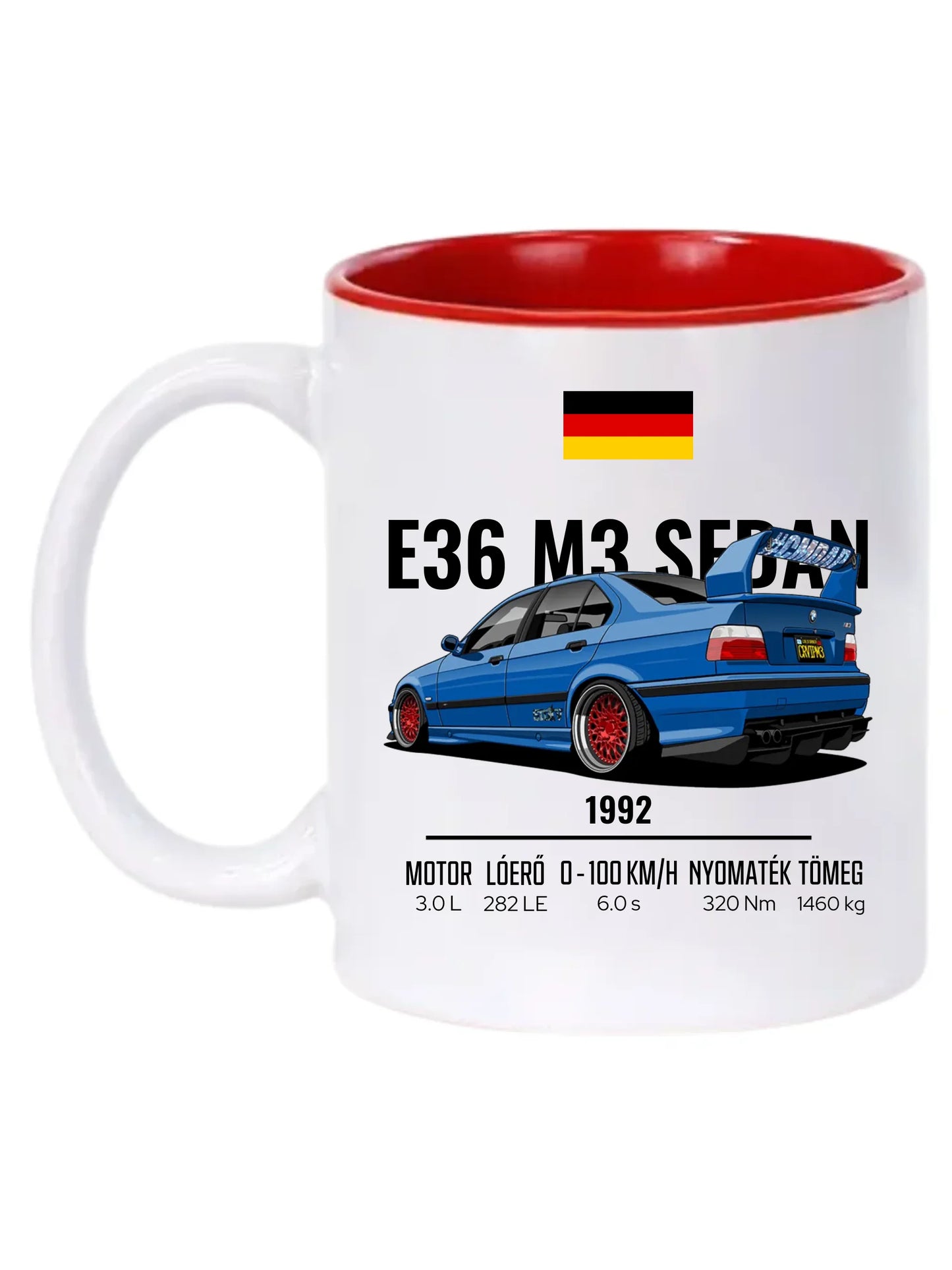 Autó illusztráció - E36 M3 Sedan 69. - Egyedi személyre szabható bögre
