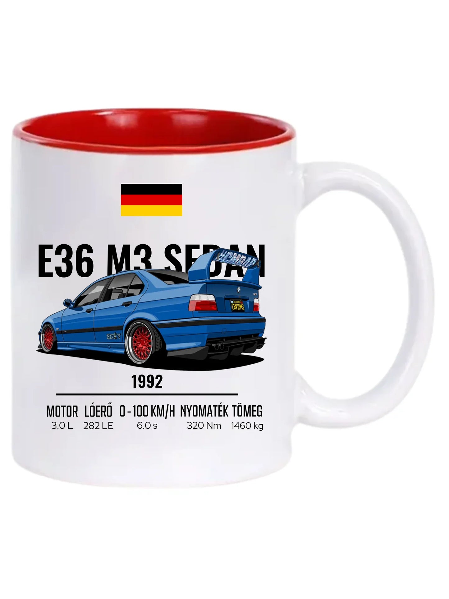 Autó illusztráció - E36 M3 Sedan 69. - Egyedi személyre szabható bögre