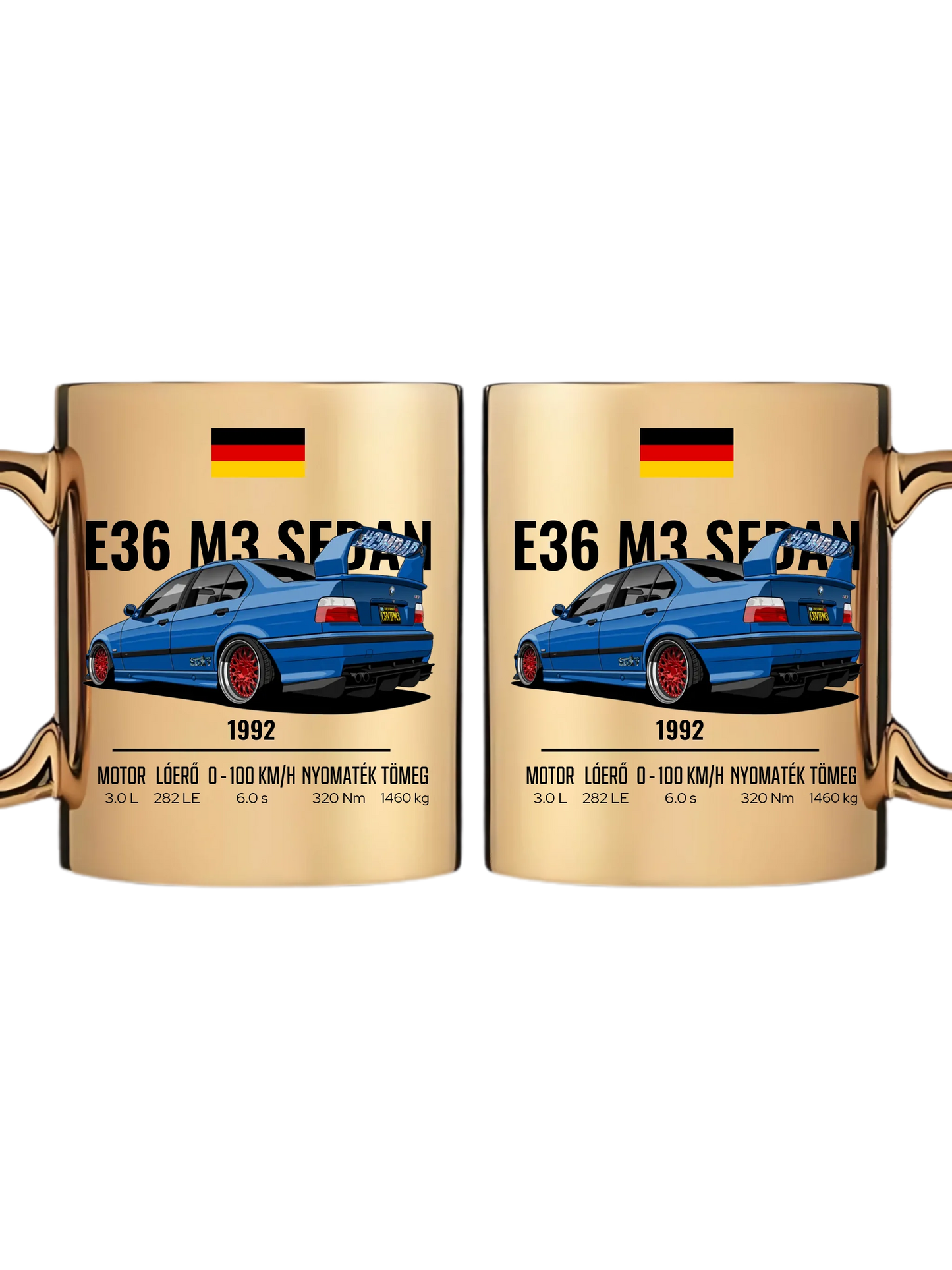 Autó illusztráció - E36 M3 Sedan 69. - Egyedi személyre szabható bögre