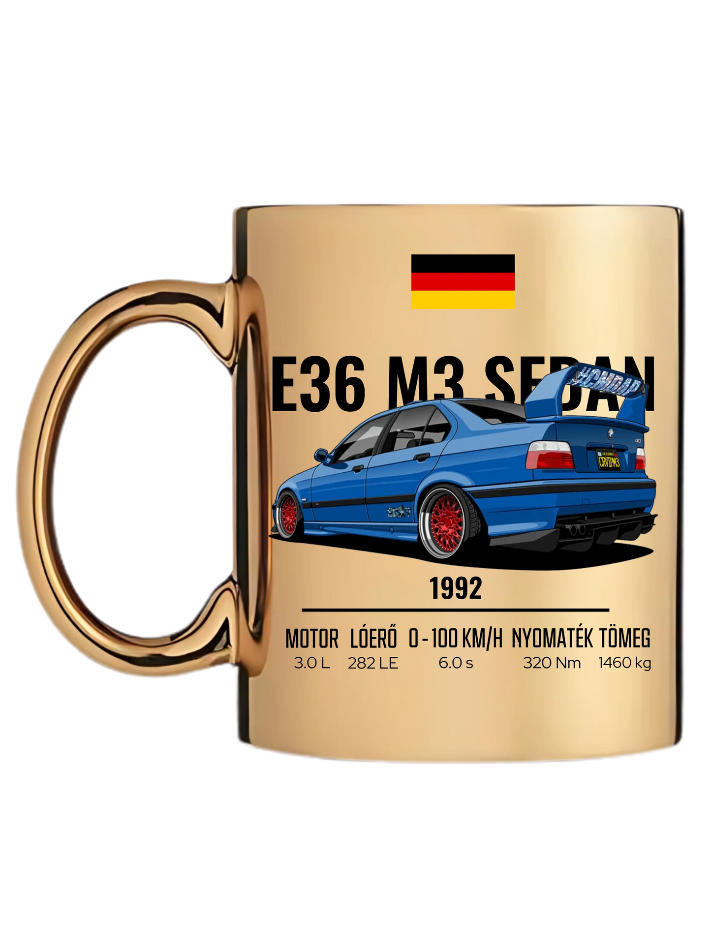 Autó illusztráció - E36 M3 Sedan 69. - Egyedi személyre szabható bögre