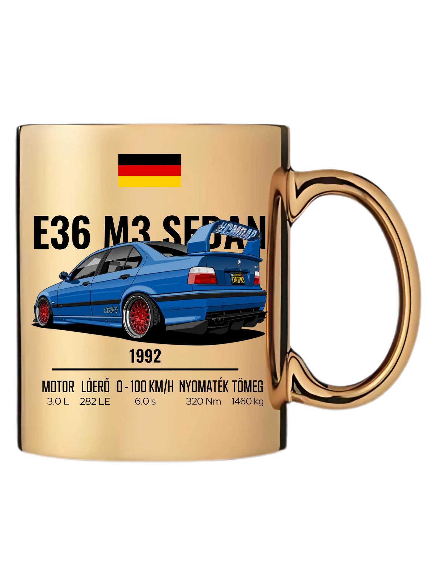 Autó illusztráció - E36 M3 Sedan 69. - Egyedi személyre szabható bögre