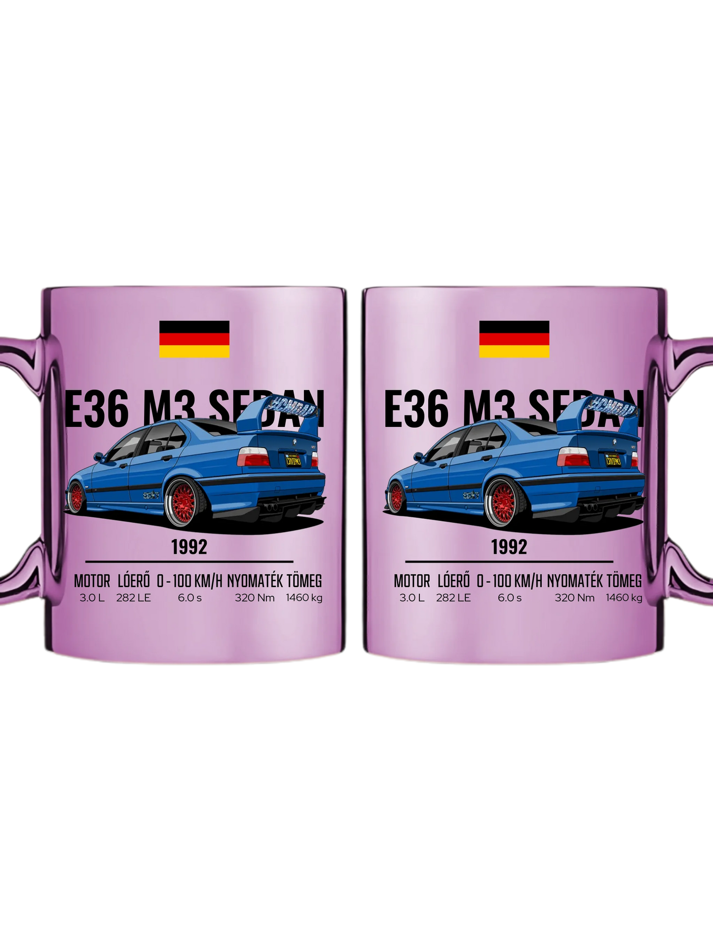 Autó illusztráció - E36 M3 Sedan 69. - Egyedi személyre szabható bögre