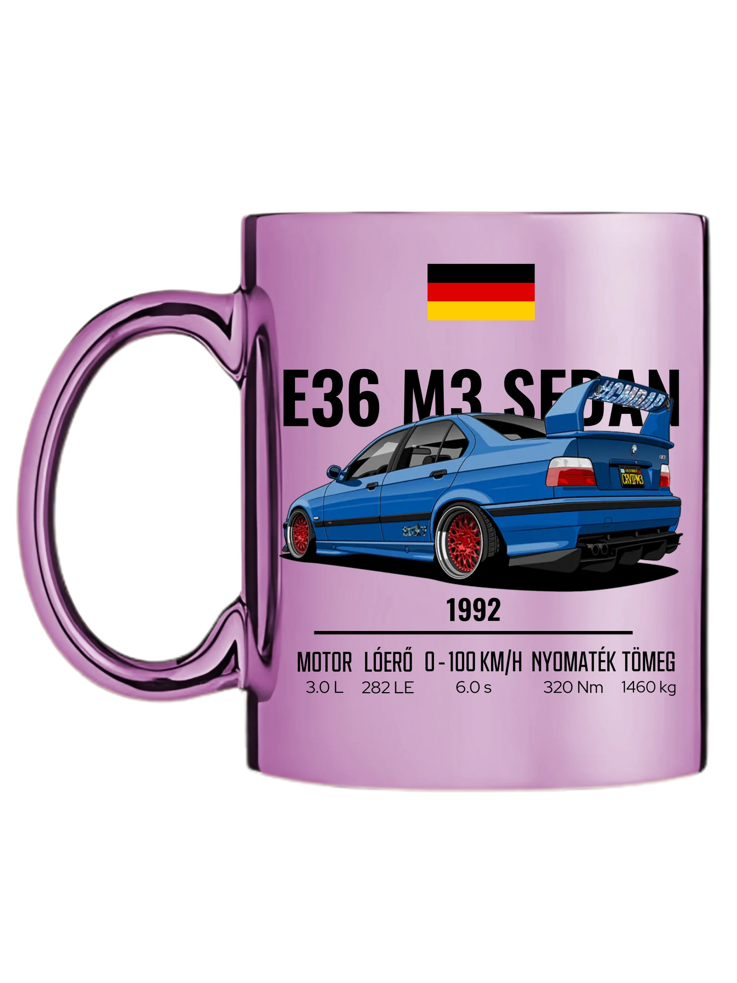 Autó illusztráció - E36 M3 Sedan 69. - Egyedi személyre szabható bögre