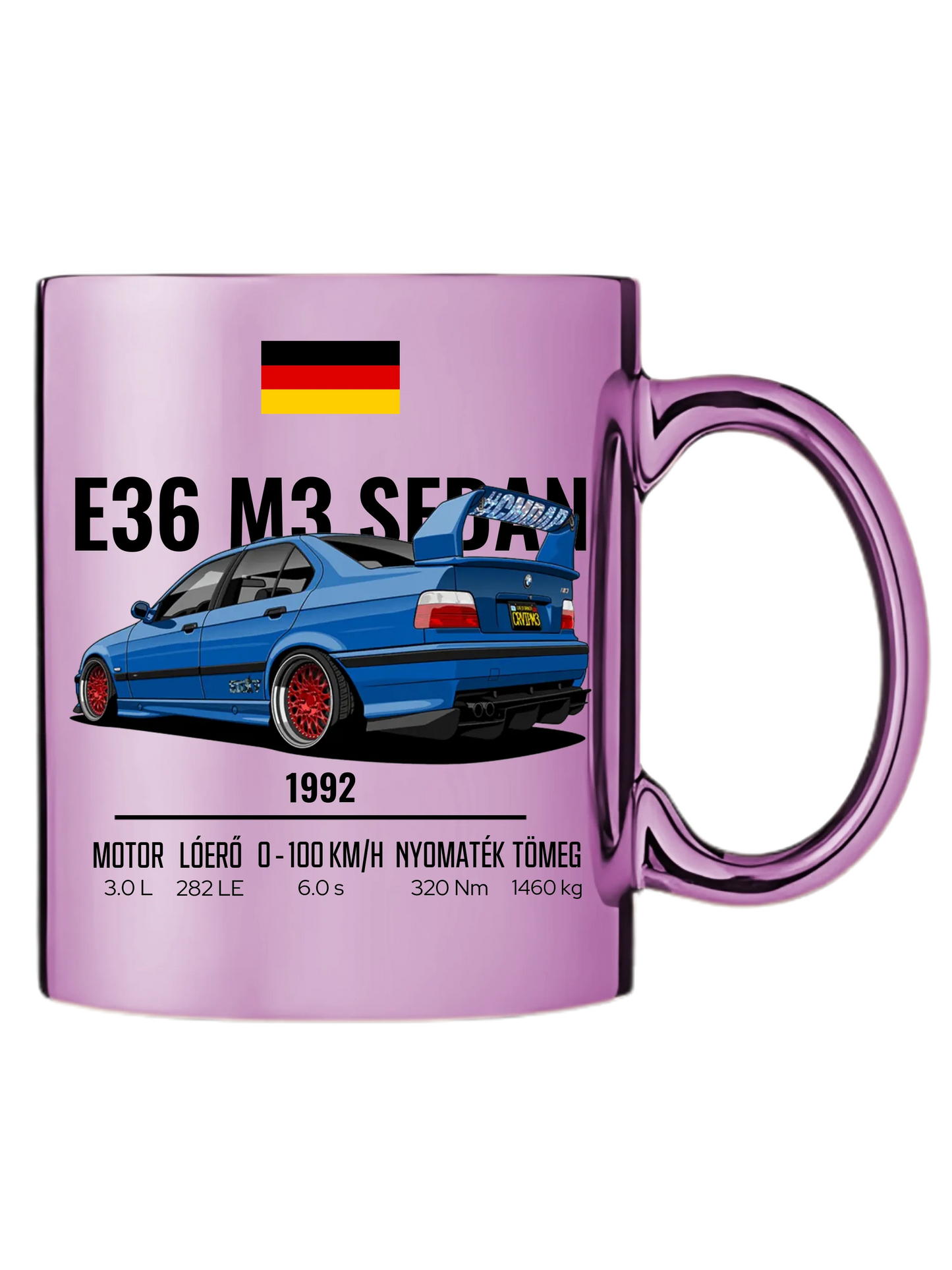 Autó illusztráció - E36 M3 Sedan 69. - Egyedi személyre szabható bögre