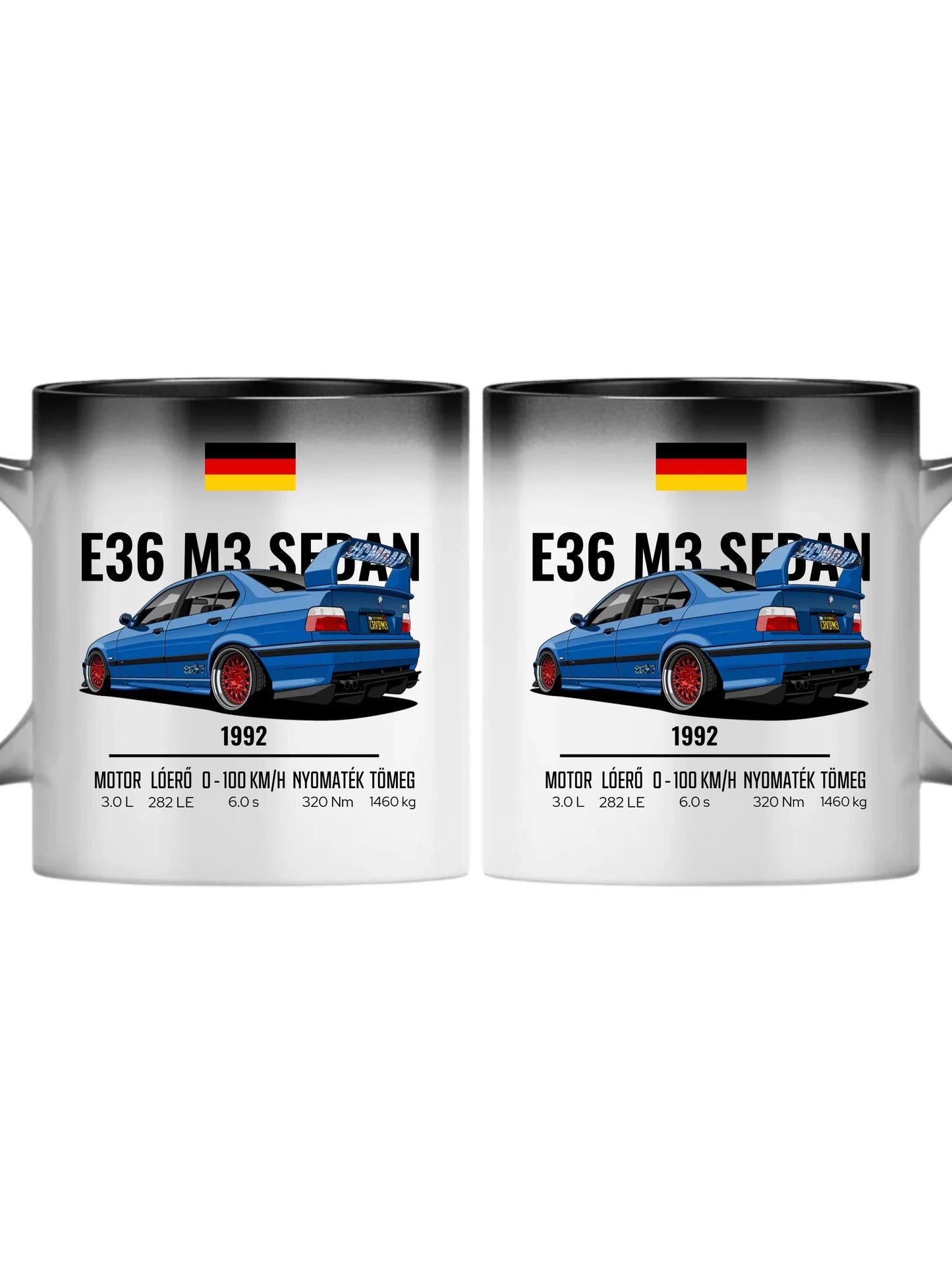 Autó illusztráció - E36 M3 Sedan 69. - Egyedi személyre szabható bögre