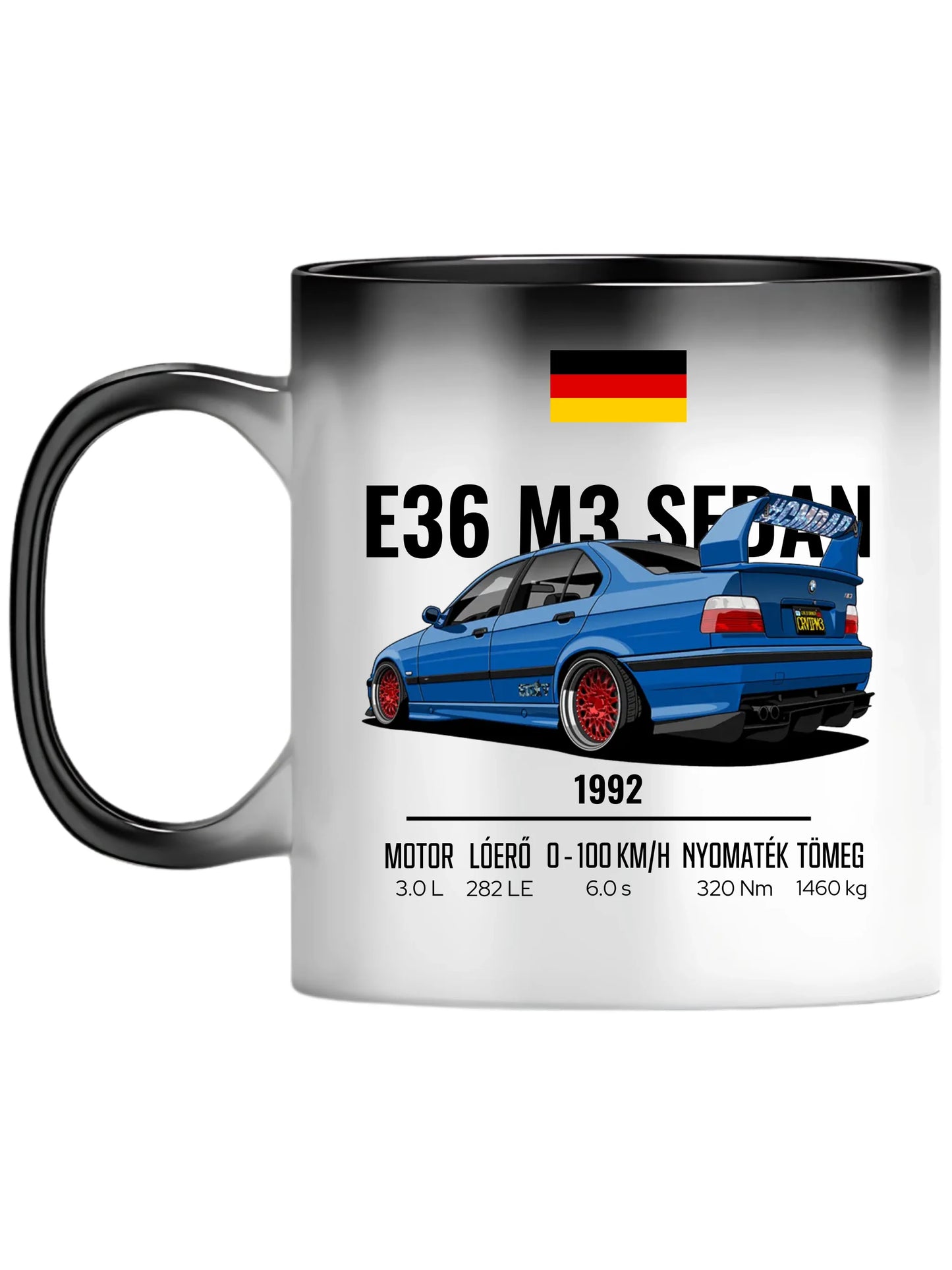 Autó illusztráció - E36 M3 Sedan 69. - Egyedi személyre szabható bögre