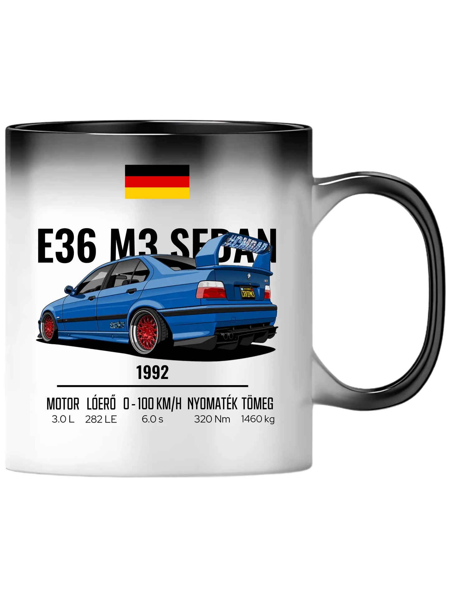 Autó illusztráció - E36 M3 Sedan 69. - Egyedi személyre szabható bögre