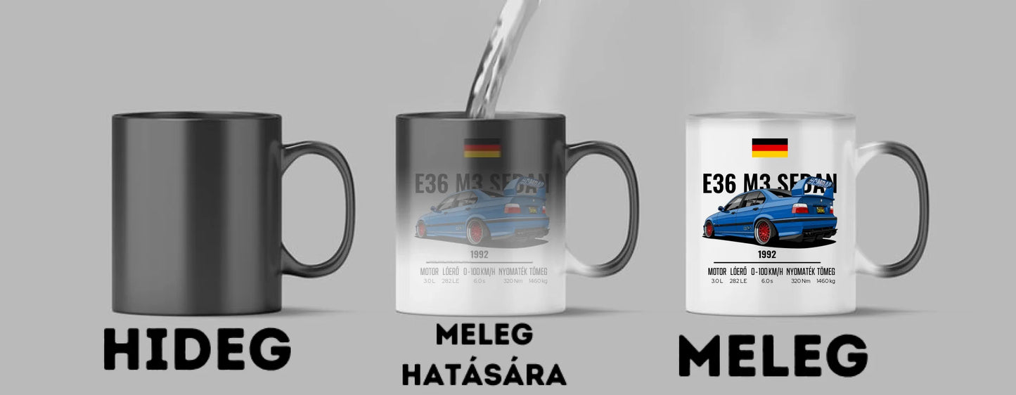 Autó illusztráció - E36 M3 Sedan 69. - Egyedi személyre szabható bögre